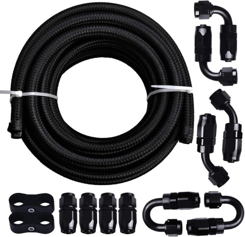 EVIL ENERGY 10AN 5/8" Fuel Line Fitting Kit Nylon Braided CPE Oil Hose Universal 20Ft Black. Appears New - Lot 269