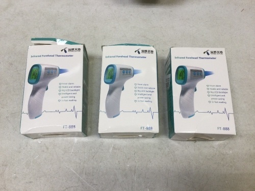 Lot of (3) Infrared Forehead Thermometers. Appear New. Untested - Lot 282
