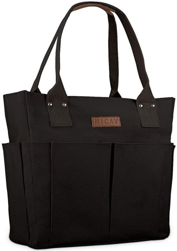 Case of (36) Nicav Large Canvas Utility Tote Bags with Pockets, Zip Top - Appear New - Lot 306