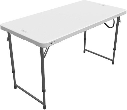 Lifetime Height Adjustable Craft Camping and Utility Folding Table, 4 ft, White - Appears New   - Lot 324