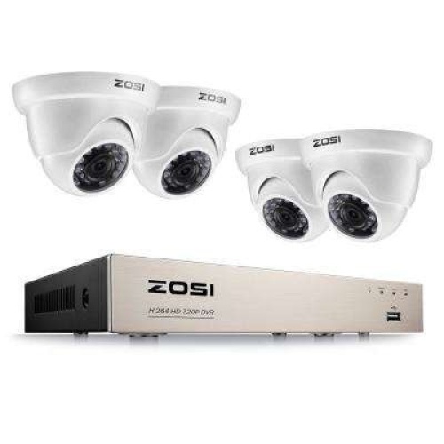 Zosi 4-Channel 1080p 1TB Hard Drive DVR Security Camera System with 4 Wired Dome Cameras. Appears New - Lot 413