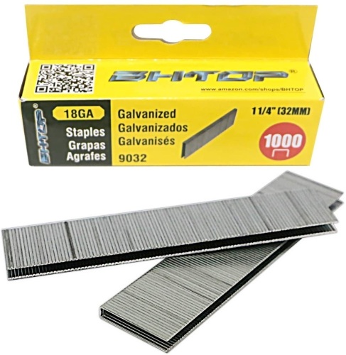 Case of (30) BHTOP 9032 1 1/4" 18 Guage Galvanized Narrow Crown Staples, Heavy Duty Brad Nails for Nail Gun - Appear New in Damaged Box  - Lot 445