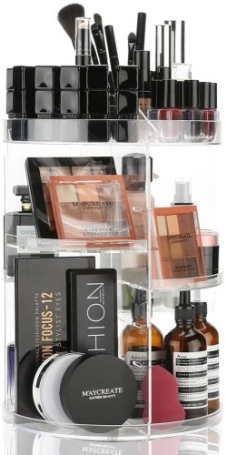Lot of (2) Rotating Makeup Organizers, Acrylic Clear - Appear New - Lot 473