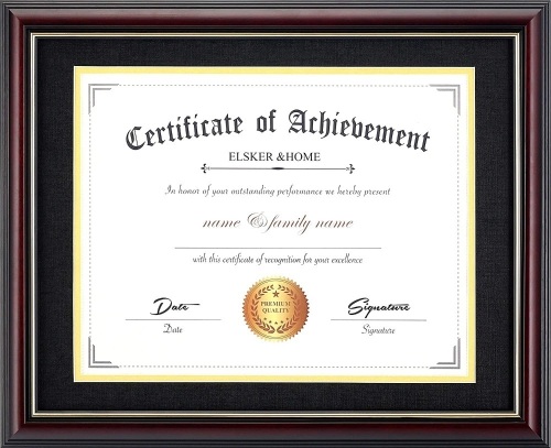 Case of (10) ELSKER&HOME Diploma Frame 8.5x11 Inch with Mat and 11x14 Inch without Mat, Black with Golden Rim - New  - Lot 489