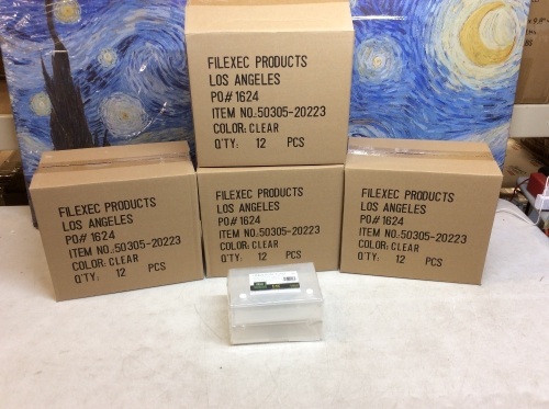 Lot of (4) Cases of (12) Filexec Products 4 x 6 Inches Index Card Case, Clear - New   - Lot 499