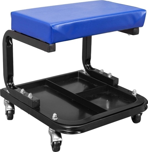 Rolling Creeper Garage/Shop Seat: Padded Mechanic Stool with Tool Tray Storage, Blue - Appears New  - Lot 519