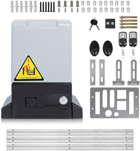 Automatic Sliding Gate Opener with Two Remote Controls Infrared Photocell Sensor Electric Gate Operator Complete Kit for Slide Door Driveway Security Rolling Gate Up to 1800 Pounds and 20ft Long. NEW - Lot 544