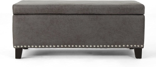 Christopher Knight Home Carl Traditional Microfiber Storage Ottoman, Slate - New   - Lot 546