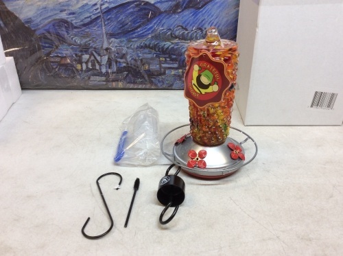 Grateful Gnome Glass Humming Bird Feeder - New - Lot 565