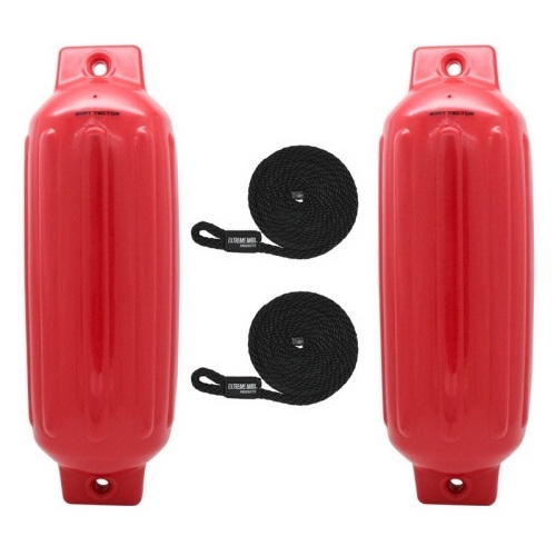 Extreme Max BoatTector Inflatable Vinyl Boat Fenders 2-Pack 8.5" x 27", Red - New  - Lot 619