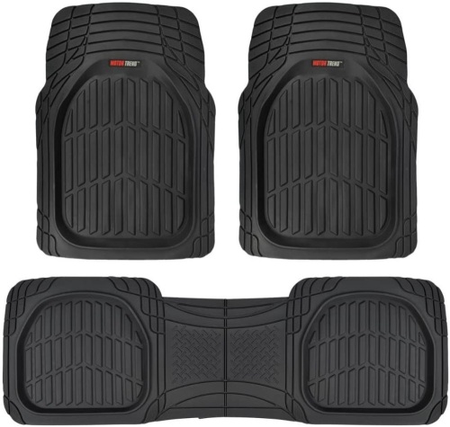 Motor Trend 923-BK Black FlexTough Contour Liners Deep Dish Heavy Duty Rubber Floor Mats Universal Trim to Fit - Appear New   - Lot 620
