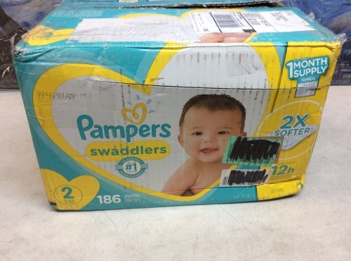 Pampers Swaddlers Baby Diapers, Size 2, 186 Ct - New - Lot 630