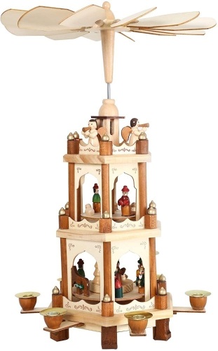 Case of (4) PIONEER-EFFORT 17 Inch Wooden Christmas Pyramid, 3 Tiers with 6 Candle Holders and Turning Wings - Appears New  - Lot 645