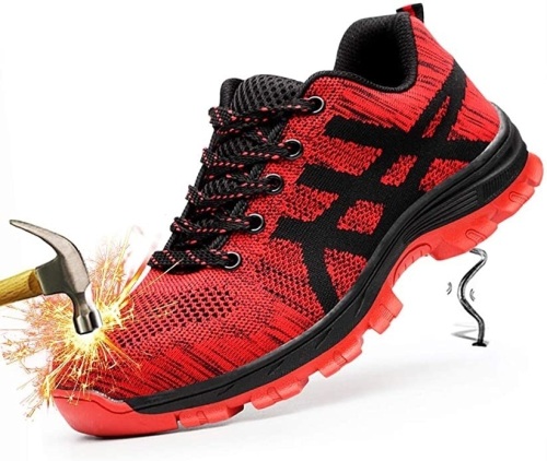 Case of (15) showcai Unisex Steel Toe Work Shoes, Various Sizes, Red - Appear New  - Lot 650
