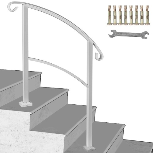 Iron Handrail Stair Railing Kit 3 Step Handrail Matte Outdoor Deck Hand Rail. Appears New - Lot 693
