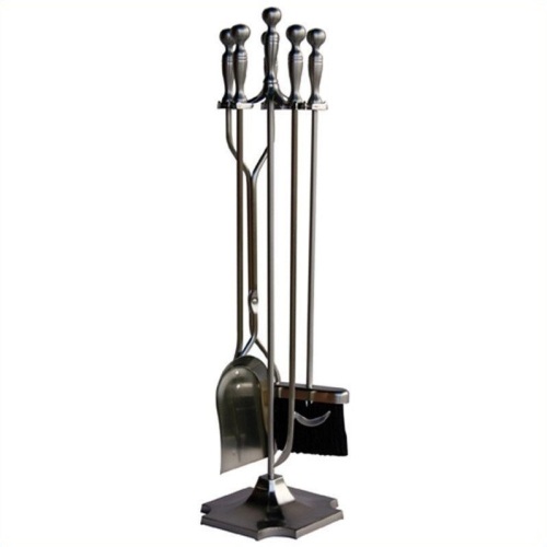 UniFlame 5-Piece Iron Fireplace Tool Set, Satin Pewter - E-Comm Return, Appears New   - Lot 695