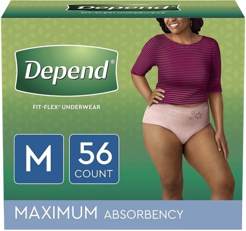 Depend Women's Fit Flex Incontinence Underwear, Tan, M, 56ct - New - Lot 703