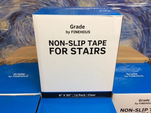 Case of (12) 6” x 30” Clear Anti-Slip Grip Stair Treads Tape Strips, 14 Pack - New  - Lot 725