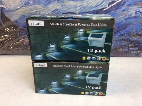 Lot of (2) IThird 6 LED Solar Powered Outdoor Stair Lights, 12 Pack, Warm White - New - Lot 740