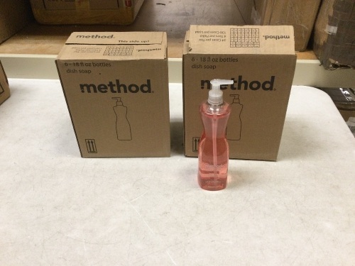 Lot of (2) 6-Packs of Method Dish Soap, Pump Bottles, Pink Grapefruit, 18 Fl Oz - Lot 753