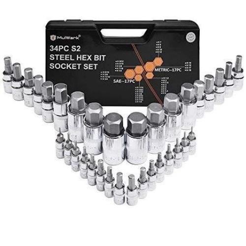 MULWARK Premium Master Drive Hex Bit Socket Set, SAE & Metric S2 Steel, 34pc - Appears New - Lot 820