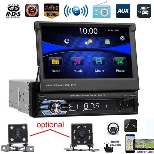 Car MP5 Player 9601 7 Inch Bluetooth Car FM Radio Audio Video MP5 Player with Rearview Camera with 4-LED Rear Camera. Appears New - Lot 898