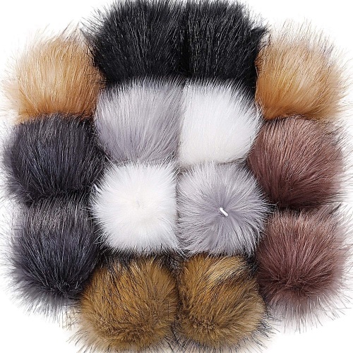Lot of (27) Bememo 14 Pieces Hat Faux Fur Pom Pom Balls - Appear New   - Lot 900