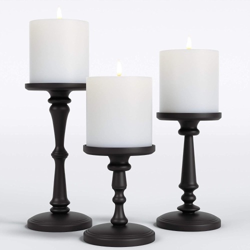 Lot of (2) HB Design Co Matte Black Candle Holder Sets of 3 - Appear New - Lot 928