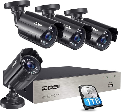 ZOSI 1080P Security Camera System with 1TB Hard Drive H.265+ 8CH 5MP Lite HD-TVI Video DVR Recorder with 4X HD 1920TVL 1080P Indoor Outdoor Weatherproof CCTV Cameras ,Motion Alert,Remote Access. NEW - Lot 944