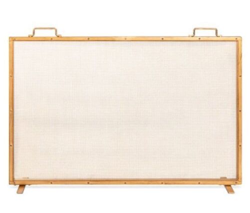 Single Panel Handcrafted Steel Mesh Fireplace Screen w/ Handles - 38x27in, Appears New - Lot 329
