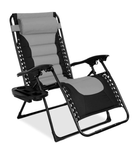 BCP Oversized Padded Zero Gravity Chair, Folding Recliner w/ Headrest, Side Tray, New  - Lot 411