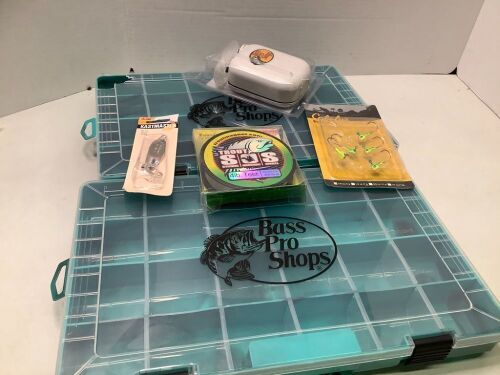 Lot of (6) Misc. Fishing Supplies, Ecommerce Return, Broken corner on tackle box - Lot 500