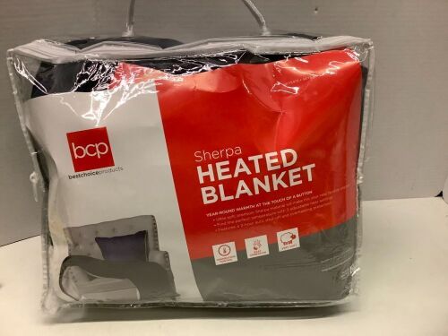 BCP Sherpa Heated Blanket, Powers On, Appears New - Lot 541
