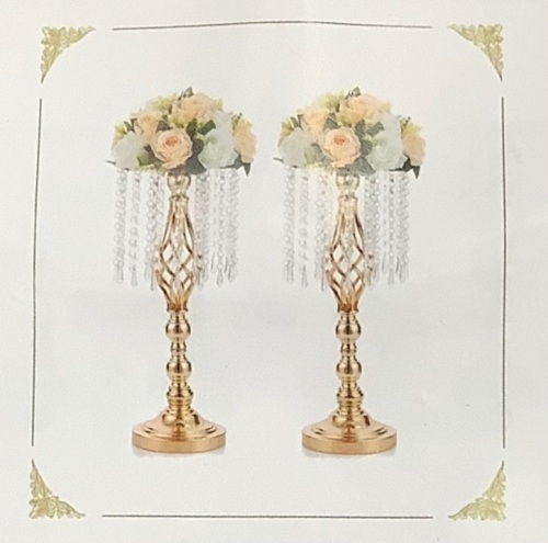 Metal Wedding Centerprices w/ Crystal Pendants - Lot 161