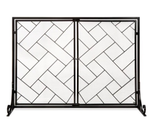 Wrought Iron Geometric Fireplace Screen - Lot 204