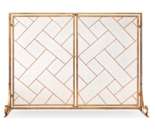 Wrought Iron Geometric Fireplace Screen - Lot 209