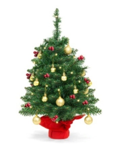 22in Tabletop Christmas Tree w/ Lights, Berries, Ornaments - Lot 218