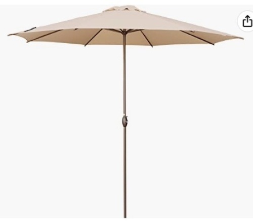 Abba Patio, 11ft, Outdoor Patio Umbrella w/ Push Button Tilt and Crank, Beige (Color May Vary) - Lot 266