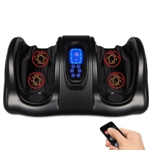 Therapeutic Foot Massager w/ High Intensity Rollers, Remote, 3 Modes, Black - Lot 294