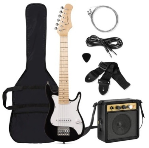 Kids Electric Guitar Beginner Starter Kit with Amplifier, 30 in, Black - Lot 298