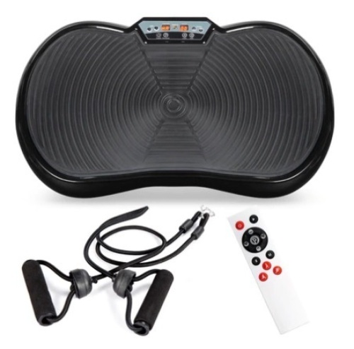 Vibration Plate Exercise Machine Full Body Fitness Platform w/ Bands, Black - Lot 328