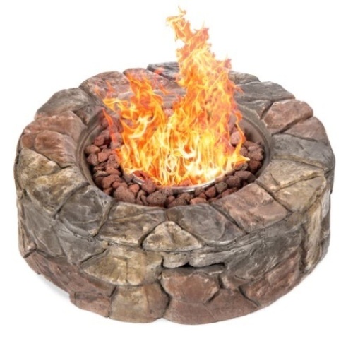 Stone Gas Fire Pit w/ 30,000 BTU, Ignition Button, Control Knob, 27.6in - Lot 331