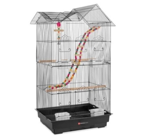 Indoor Outdoor Iron Birdcage w/ Removable Tray, 4 Feeders, 2 Toys, 36in - Lot 389