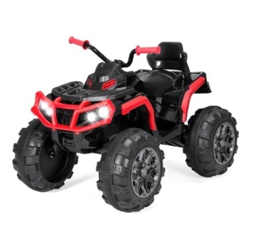 12V Kids Ride-On 4-Wheeler Quad ATV Car w/ 3.7mph Max, Bluetooth, Headlights, Red - Lot 402