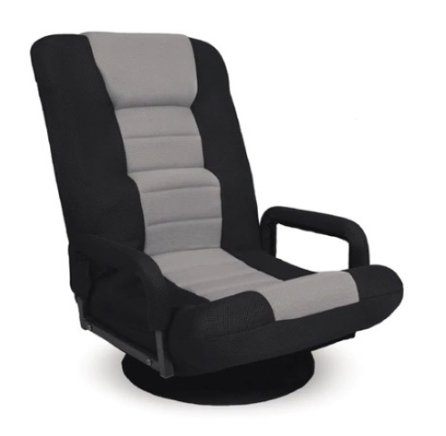 Gaming Floor Chair w/ 360-Degree Swivel, Armrest, Adjustable Backrest, Black/Gray - Lot 403