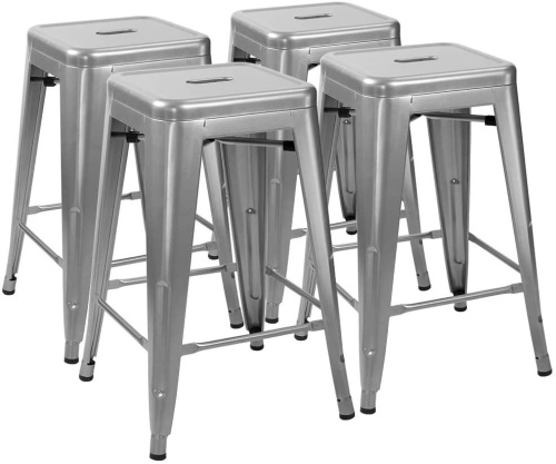 Metal High Backless Indoor-Outdoor Counter Height Stackable Stools - Lot 412
