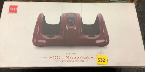 Therapeutic Foot Massager w/ High Intensity Rollers, Remote, 3 Modes - Lot 532