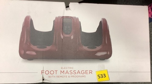 Therapeutic Foot Massager w/ High Intensity Rollers, Remote, 3 Modes - Lot 533