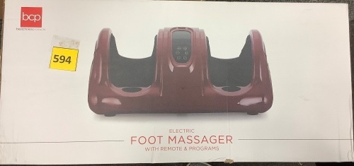 Therapeutic Foot Massager w/ High Intensity Rollers, Remote, 3 Modes - Lot 594