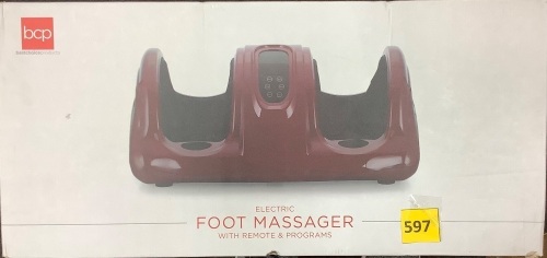 Therapeutic Foot Massager w/ High Intensity Rollers, Remote, 3 Modes - Lot 597